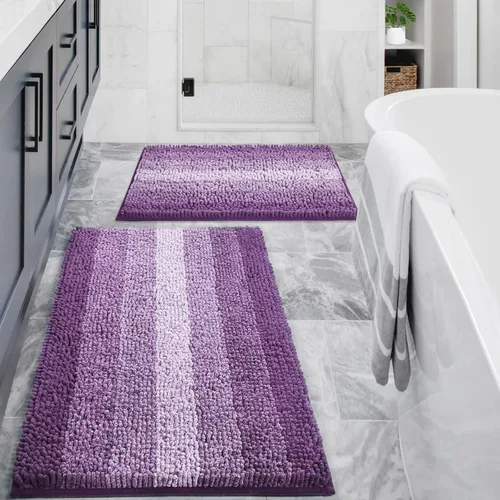 Miniatura 14 de Gibelle Alfombras Azules para Baño, Alfombra de Baño de Chenilla de Lujo, Alfombra Pequeña Antideslizante para Ducha y Alfombras para el Suelo