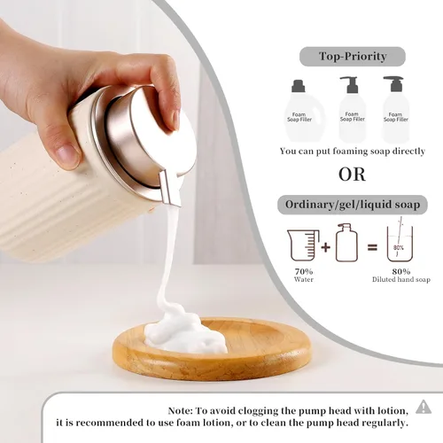 Miniatura 3 de BosilunLife Juego de accesorios de baño, juego de cerámica para decoración de baño, dispensador de jabón de espuma y soporte para cepillos
