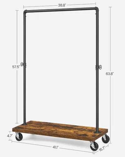 Miniatura 8 de VASAGLE UHSR65BX - Perchero para ropa de estilo rústico con diseño de tuberías industriales, con estante, estante de ropa resistente