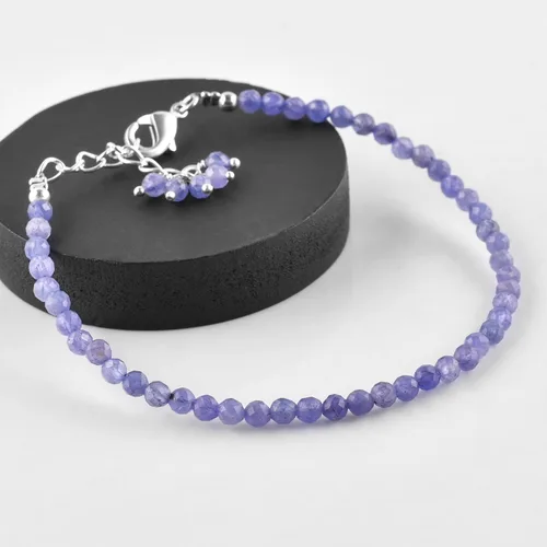Miniatura 61 de Natural Gemstone Micro Beads Dainty Bangle Bracelet, Handmade Birthstone Jewelry, Healing Chakra Crystals, Silver Plated 8 inch, Birthday Gift for