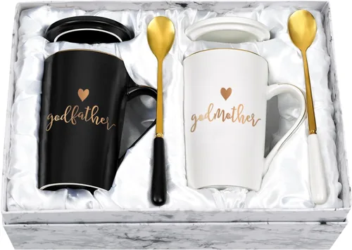 YHRJWN Regalo de Propuesta para Padrinos, Taza de Café para Madrina y Padrino, Regalos de los Ahijados para los Padrinos, Regalos para Padrinos para