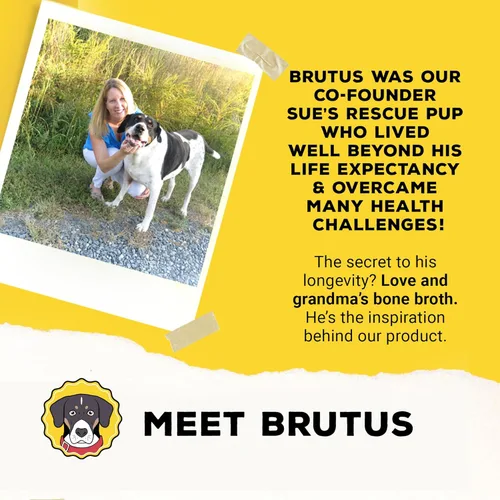 Miniatura 9 de Brutus Bone Broth para perros - Caldo de hueso en polvo con condroitina, glucosamina y cúrcuma - Toppers de alimentos de grado humano para alimentos