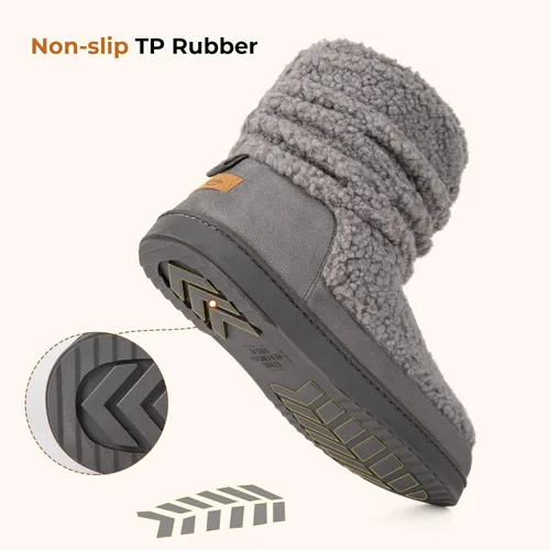 Miniatura 5 de HomeTop Pantuflas para botas de mujer con espuma viscoelástica cálida, para interiores y exteriores, con suela de goma
