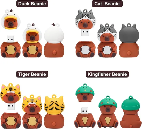 Miniatura 3 de Memoria USB Stick 4pcs 16GB Cute Flash Drive Capybara Animal Memory Stick Novedad Flash Drive Pendrive Thumb Drive Regalo para estudiantes y niños