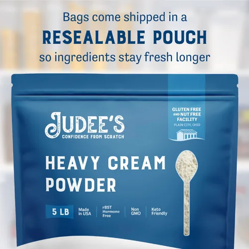 Miniatura 4 de Judee's Gluten Free Crema Espesa en Polvo - Crema para Café en Polvo Apta para Keto - Crema en Polvo Estable en Estantería para Salsas y Sopas