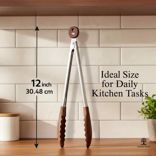 Miniatura 2 de Pinzas de cocina de madera de nogal – Pinzas de madera antiadherentes seguras para ensalada y parrilla de 12 pulgadas para cocinar, servir, asar