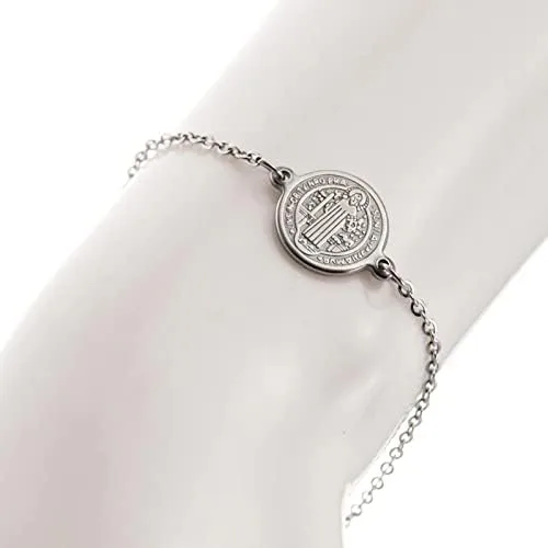 Miniatura 4 de HGTTH - Medalla de San Benito de acero inoxidable para mujer Medalla San Benito Acero Inoxidable 71in acero