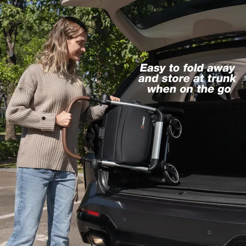 Miniatura 9 de Babideal Cochecito de viaje ligero para bebé, cochecito auto plegable con toldo grande, asiento reclinable operado con una mano, soporte para tazas