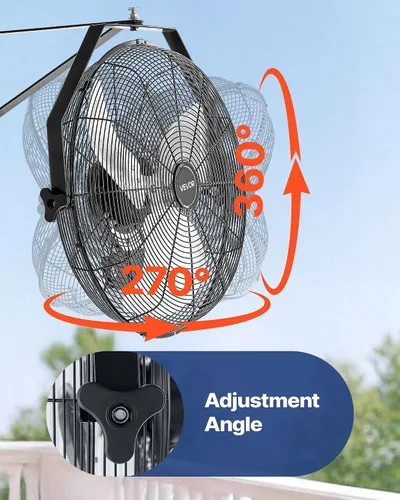 Miniatura 3 de VEVOR Ventilador industrial de montaje en pared de 18 pulgadas, alta velocidad 4000 CFM con 3 velocidades, potente ventilador de pared de garaje