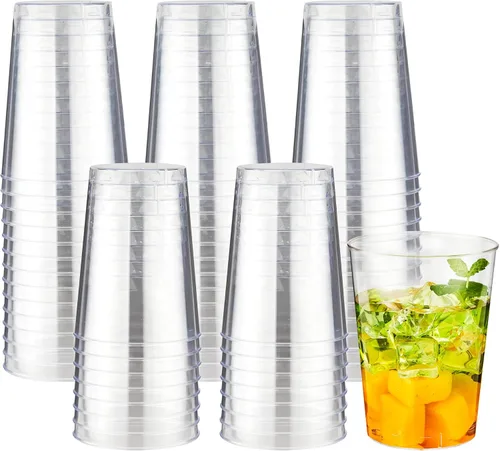 Miniatura 26 de RACETOP 9 oz 100 Pack Gold Glitter Plastic Cups, Disposable Gold Glitter Clear Plastic Cups for Parties, Gatherings, Weddings, and Festival Events