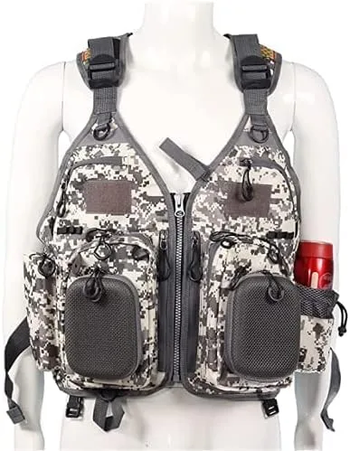 Miniatura 8 de JKSPORTS Chaleco de pesca con mosca, chaleco salvavidas de seguridad para natación, vela, barco, kayak, flotante, multifuncional, transpirable, Gris