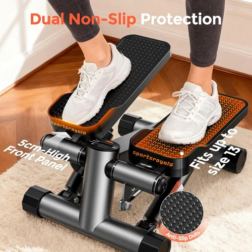 Miniatura 5 de SPORTSROYALS Escalera de escalera, giro/mini escalón para ejercicio en casa, máquina de pasos con bandas de resistencia para entrenamiento de cuerpo