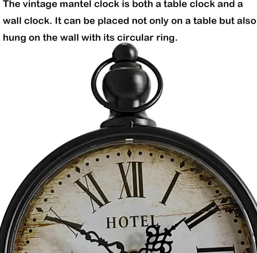 Miniatura 6 de HZDHCLH Reloj de mesa vintage, funciona con pilas, reloj de repisa retro para sala de estar, chimenea, reloj de escritorio de metal silencioso