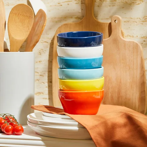 Miniatura 5 de Sweese Juego de 6 tazas de porcelana para caldo, multicolor, de grado profesional duradero superior, capacidad de 8 onzas, 6.0