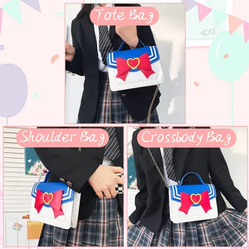 Miniatura 6 de PROCOS Bolsos de mujer Kawaii Anime Sailor Cosplay PU Bolso de cuero PU Cadena de lazo bandolera Bolso bandolera Bolso bandolera