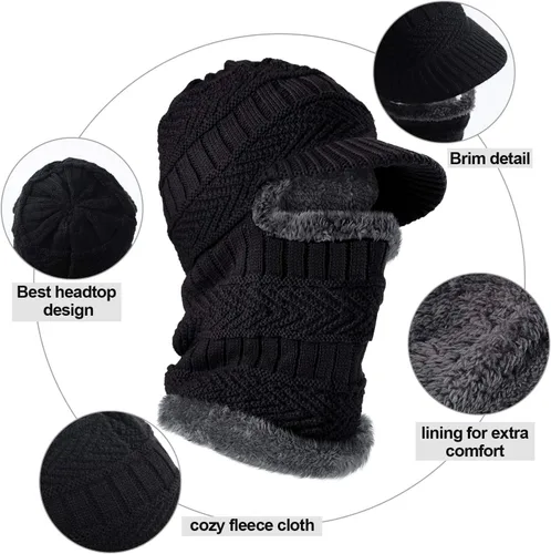 Miniatura 4 de Syhood Knitted Balaclava Beanie Hat Winter Neck Warmer Ski Face Cover Neck Gaiter