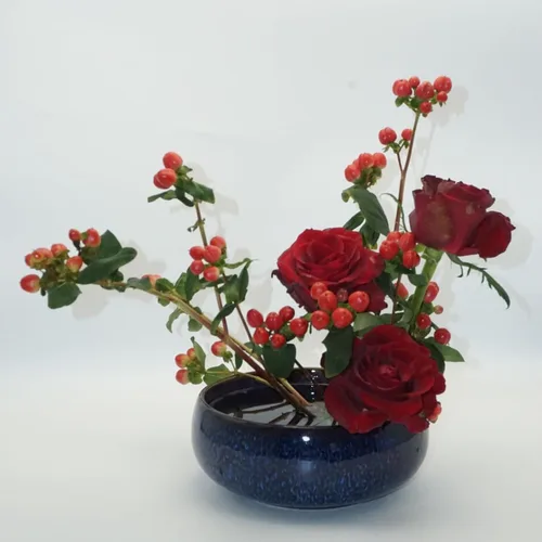 Miniatura 7 de Water Lotus - Juego de maceta de tazón de compota japonesa con rana floral de 1.8 pulgadas, ideal para Ikebana, arreglo floral y plantación Azul