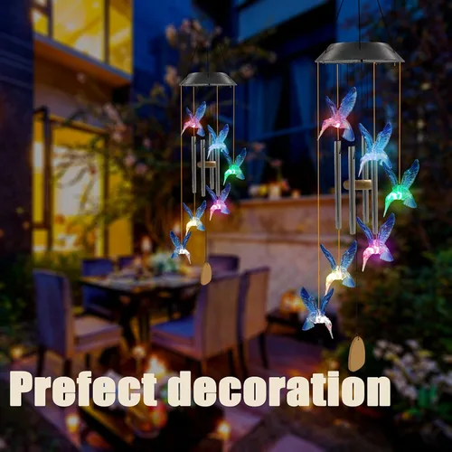 Miniatura 4 de Regalos de cumpleaños para mujeres, mamá, abuela, campanillas de viento de colibrí Purtuemy con 4 tubos de aluminio, campanillas de viento solares