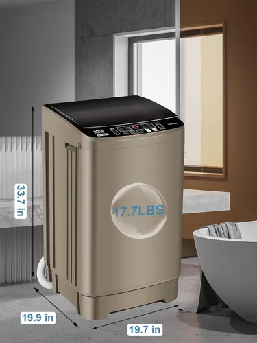 Miniatura 3 de Lavadora completamente automática de 17.7 libras, pequeña, compacta, portátil, programa de 10 lavados y 8 niveles de agua, lavadora compacta