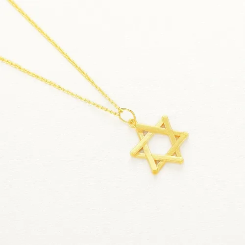 Miniatura 3 de Collar con colgante de estrella de David de plata de ley 925 mate con cepillo de 18 pulgadas