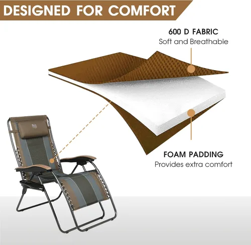 Miniatura 8 de TIMBER RIDGE Mecedora acolchada plegable y silla reclinable para patio con reposacabezas ajustable