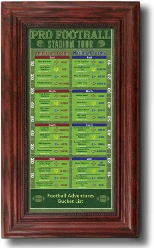 Miniatura 7 de Rastreador de lista de deseos de estadios de fútbol, marco gris de madera de granero, 13.5 pulgadas x 23.5 pulgadas, pin your football stadium