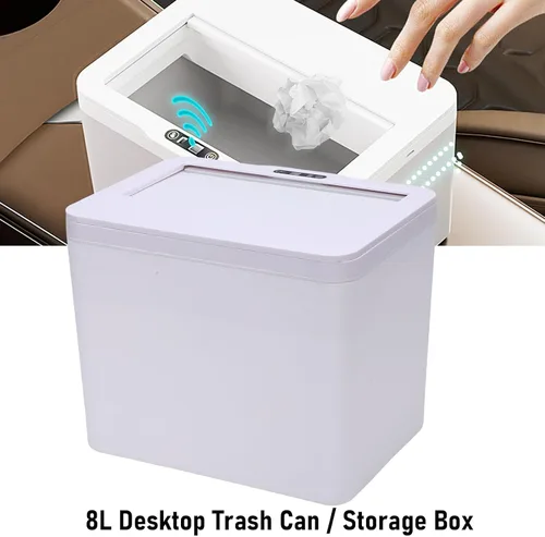Miniatura 3 de SIXRUN Cubo de basura con sensor inteligente, 8 L, color blanco, automático, sin contacto, con tapa con detección de movimiento, para cocina