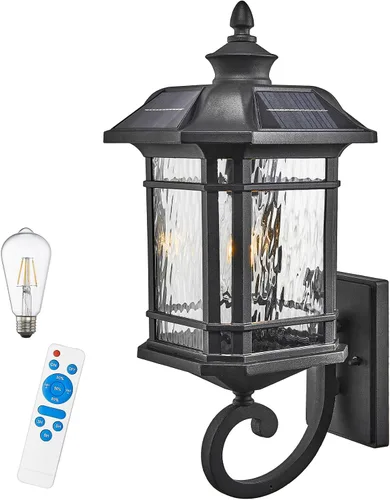 Aplique solar para exteriores de 15.7 pulgadas de altura, accesorio de iluminación exterior del atardecer al amanecer, lámpara de pared solar para