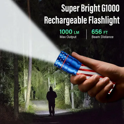 Miniatura 7 de RECHOO Linterna recargable, 1 unidad, luz brillante de grado militar, altos lúmenes con enfoque ajustable y 3 modos de iluminación, linterna LED