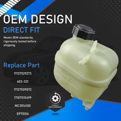 Miniatura 2 de Tanque de depósito de desbordamiento de refrigerante del radiador del motor con tapa compatible con Mini Cooper S 2002-2008