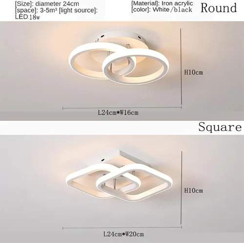 Miniatura 5 de Lámpara de techo LED, lámpara cuadrada blanca de 18 W, 3000 K-6000 K, lámpara de techo opcional de montaje empotrado, moderna para sala de estar