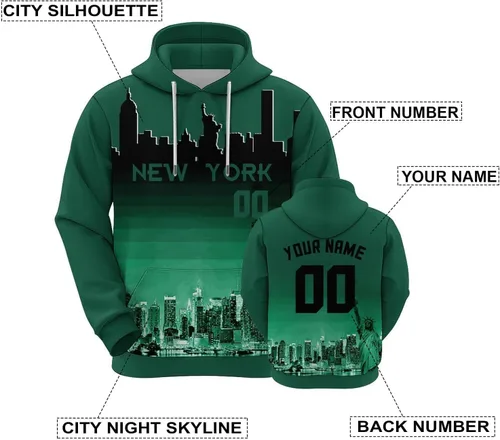 Miniatura 63 de Custom Football Hoodies City Night Skyline Personalized Sweatshirt Name Number Fan Gift Pullover for Men Women Youth