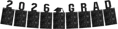 Miniatura 2 de KatchOn, Cartel de fotos de graduación negro 2026 – Grande, 10 pies Banner de graduación Clase de 2026 personalizado Decoraciones de graduación