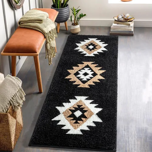 Miniatura 22 de DEXDE Alfombras de Baño Bohemias Marroquíes Alfombra de Baño 20x32 Pulgadas - Tapete de Baño Geométrico Antideslizante, Beige Crema Lavable a