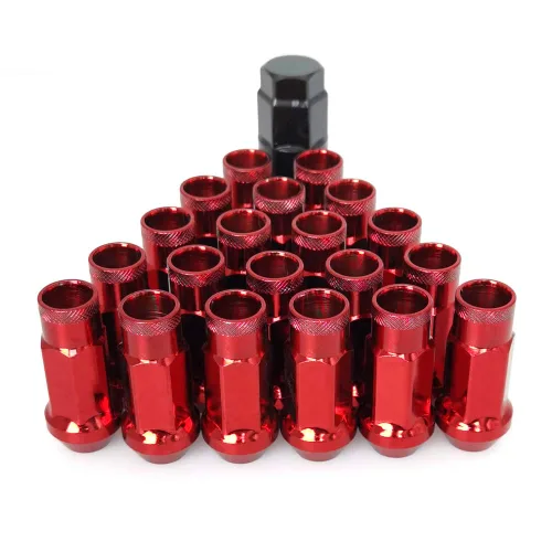 Tuercas de llanta M12 x 1.5 tuercas de rueda de extremo abierto, asiento de bellota cónica, tuerca de seguridad forjada, juego de 20 tuercas de Rojo