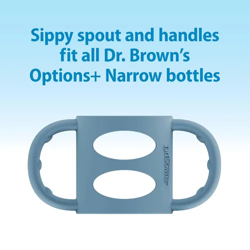 Miniatura 5 de Dr. Brown's Milestones - Botella de boquilla estrecha con 100% silicona, asas de fácil agarre y boquilla suave para sorber, 8 onzas, azul claro