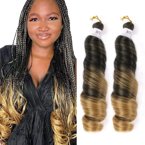 Miniatura 22 de Cabello rizado francés trenzado para trenzas de caja, 8 paquetes de 12 pulgadas, 3.00 oz/paquete, cabello trenzado de onda suelta, extensiones