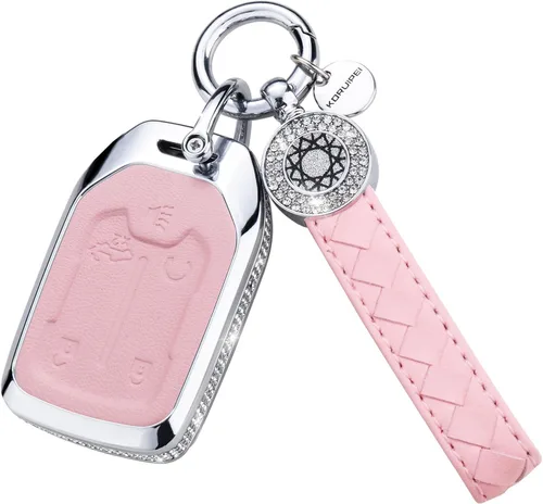 Miniatura 35 de Funda para Llave Honda con Llavero, Carcasa Protectora de Cuero Genuino Rosa con Cristales Compatible con Honda Accord Civic CRV Pilot Odyssey 2022