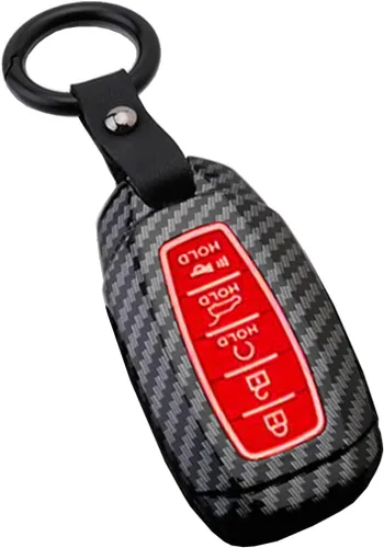Miniatura 7 de Funda para llavero compatible con Hyundai Elantra GT I30 IG IX35 Kona Santa Fe Solaris 5 botones sin llave para control remoto con diseño de fibra