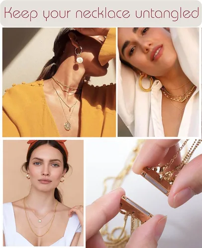 Miniatura 3 de Clysoru Collar con cierres y cierres para mujer, oro y plata, múltiples para separador en capas, cuentas extensoras de cadena, collares y pulseras