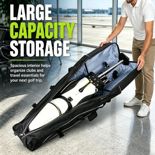 Miniatura 5 de Golf Travel Bag with Hard Case Top and Wheels,Premium Oxford Fabric,Golf Travel Bags for Airlines,Protect Your Club for Safe Transport Gris