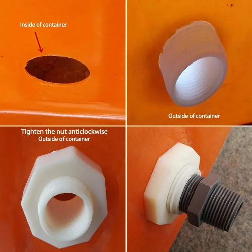 Miniatura 5 de Adaptador de conector de tanque de agua de plástico ABS de 1 pulgada, adaptador de conector de tanque de agua con tapones para barril de lluvia al