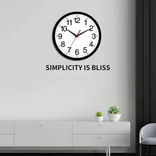 Miniatura 7 de Rohioue Reloj de pared moderno de 8 pulgadas, funciona con pilas, silencioso, sin tictac, pequeño reloj analógico para sala de estar, oficina, Negro