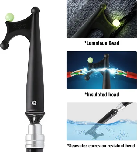 Miniatura 6 de SANLIKE Telescoping Boat Hook for Docking, Floating Fiberglass Dock Hook with Luminous Bead, Twist-Lock Extension Pole, Non-Slip Handle, Rustproof