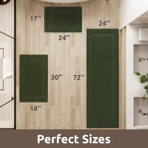 Miniatura 2 de AMOAMI Alfombra de Baño con Textura Waffle, Alfombras de Baño Absorbentes para Baño Antideslizantes, Alfombras de Baño Lavables a Máquina con Borlas