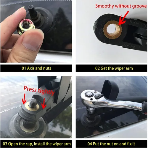Miniatura 6 de Repuesto para BMW X3 F25 2011-2017, Conjunto de Brazo y Escobilla del Limpiaparabrisas Trasero - Estilo OEM de Fábrica OTUAYAUTO