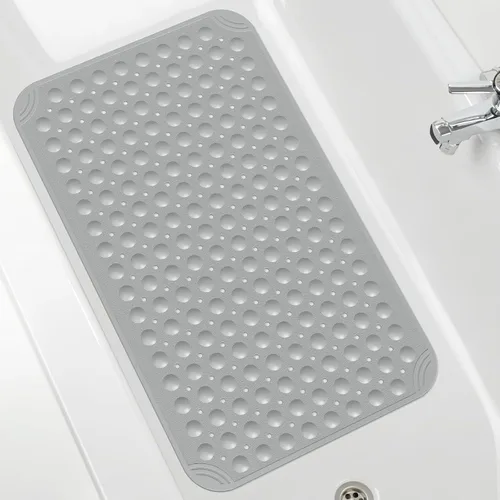 Miniatura 12 de OTHWAY Tapete antideslizante para bañera, 31 x 19 pulgadas, tapete de baño TPE para bañera con orificios de drenaje y ventosas, tapetes