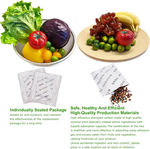 Miniatura 6 de Kit de conservador de frescura: mantiene las frutas y verduras frescas durante más tiempo, absorbe gas etileno y olores en el refrigerador