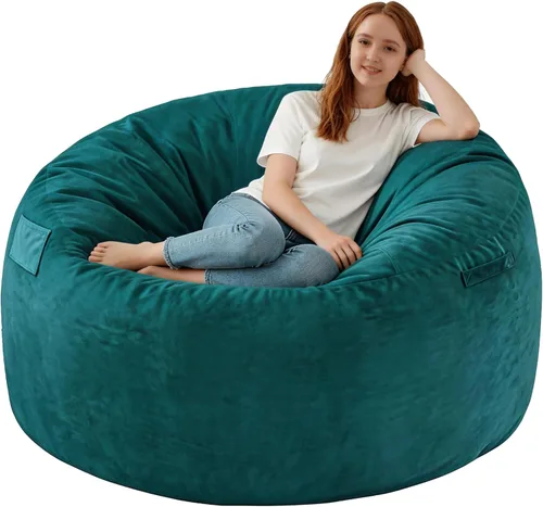 Miniatura 34 de Silla de Puf de 3 Pies, Sillas de Puf Cómodas con Relleno de Espuma Viscoelástica, Sofá de Puf Esponjoso con Funda de Terciopelo Holandés, Sillas