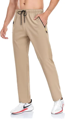 Miniatura 66 de Rapoo Pantalones ligeros para hombre con bolsillos con cremallera, secado rápido, pantalones deportivos de viaje para entrenamiento